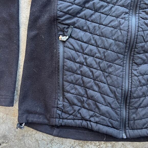 New Balance Hybrid Fleece Puffer Jacket Large Black Full Zip Core Warmth Coat - Picture 5 of 7